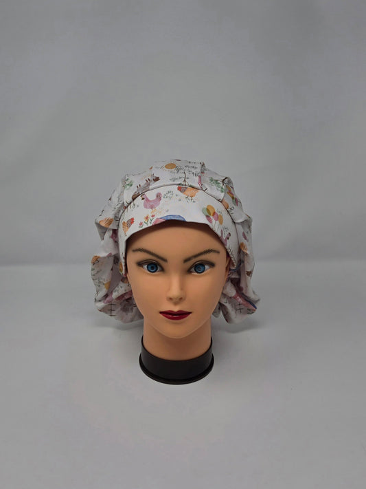 Adjustable DBP Bouffant Scrub Cap. Chicken Balloons