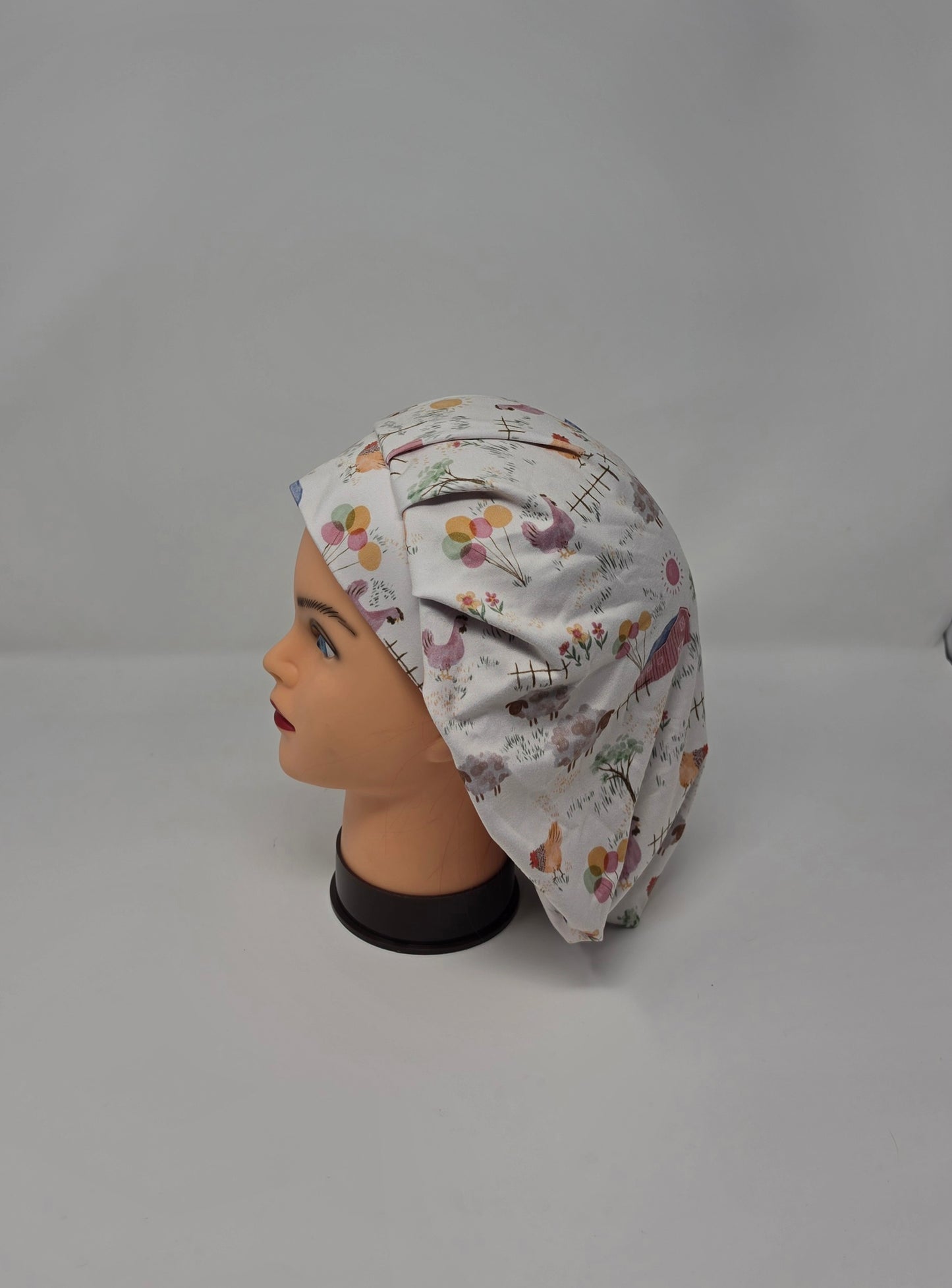 Adjustable DBP Bouffant Scrub Cap. Chicken Balloons