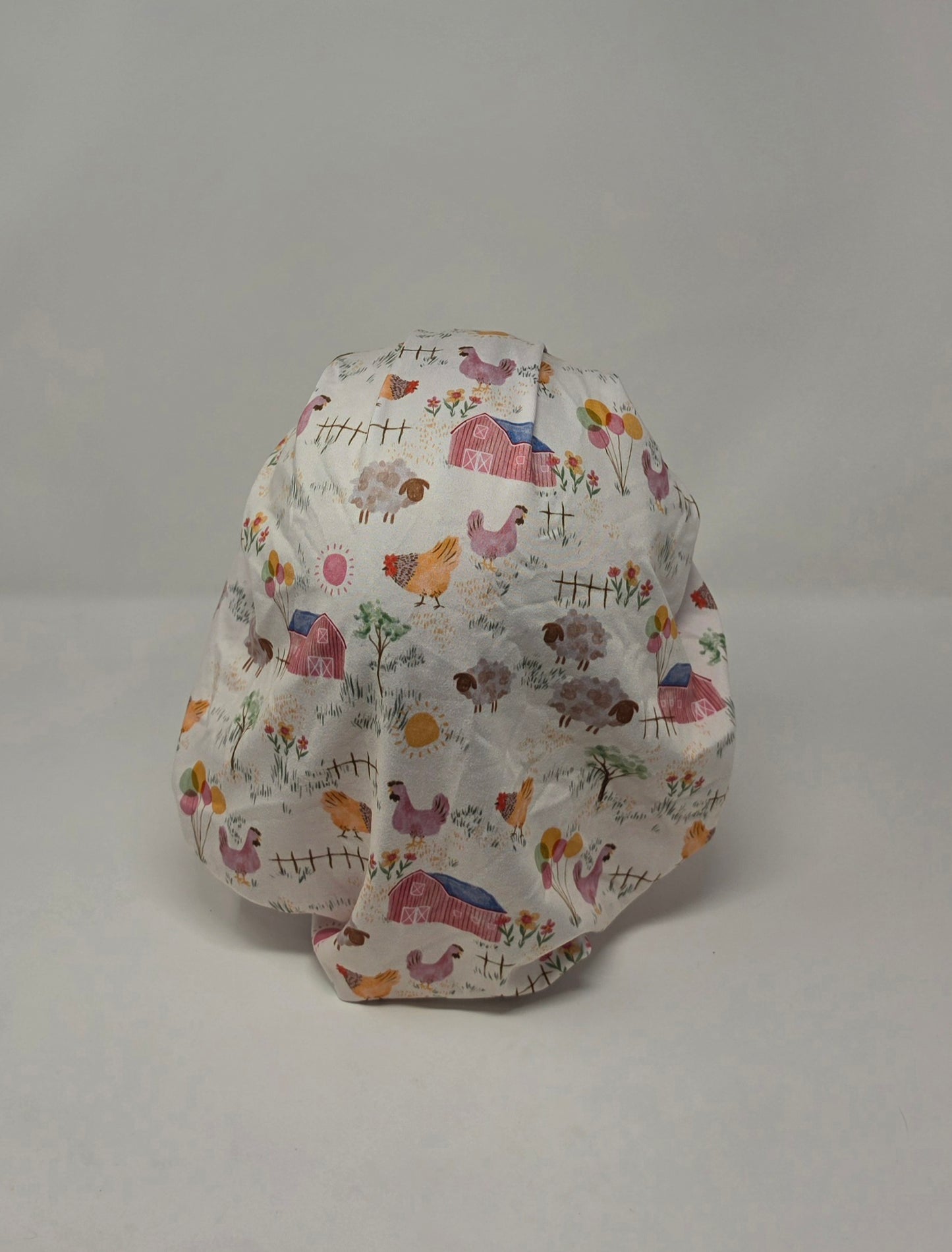 Adjustable DBP Bouffant Scrub Cap. Chicken Balloons