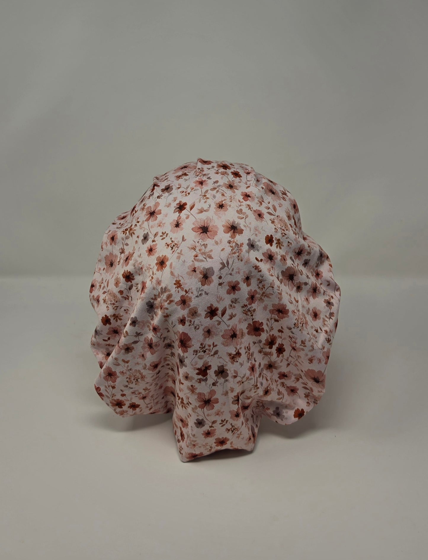 Adjustable DBP Bouffant Scrub Cap. Tan Floral